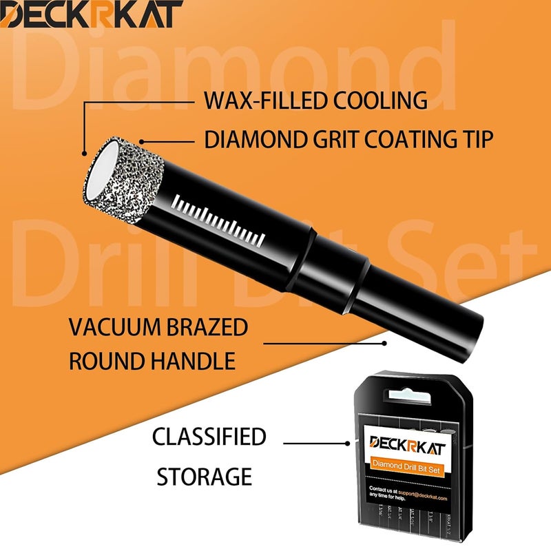 DECKRKAT Store 5 Packs Dry Diamond Drill Bits Set 1/2" 12mm Vacuum Brazed Diamond Hole Saws for Granite Tile Ceramic Marble Stone Glass and More Hard Materials (not for Wood), Round Shank with Storage Case - Image 3